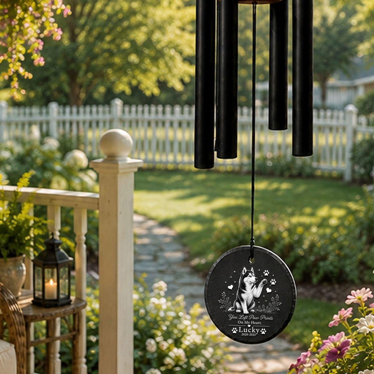 Husky Memorial Wind Chime, Personalized Dog Loss Gift