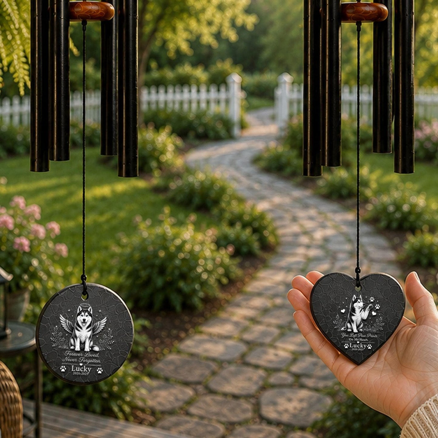 Husky Memorial Wind Chime, Personalized Dog Loss Gift