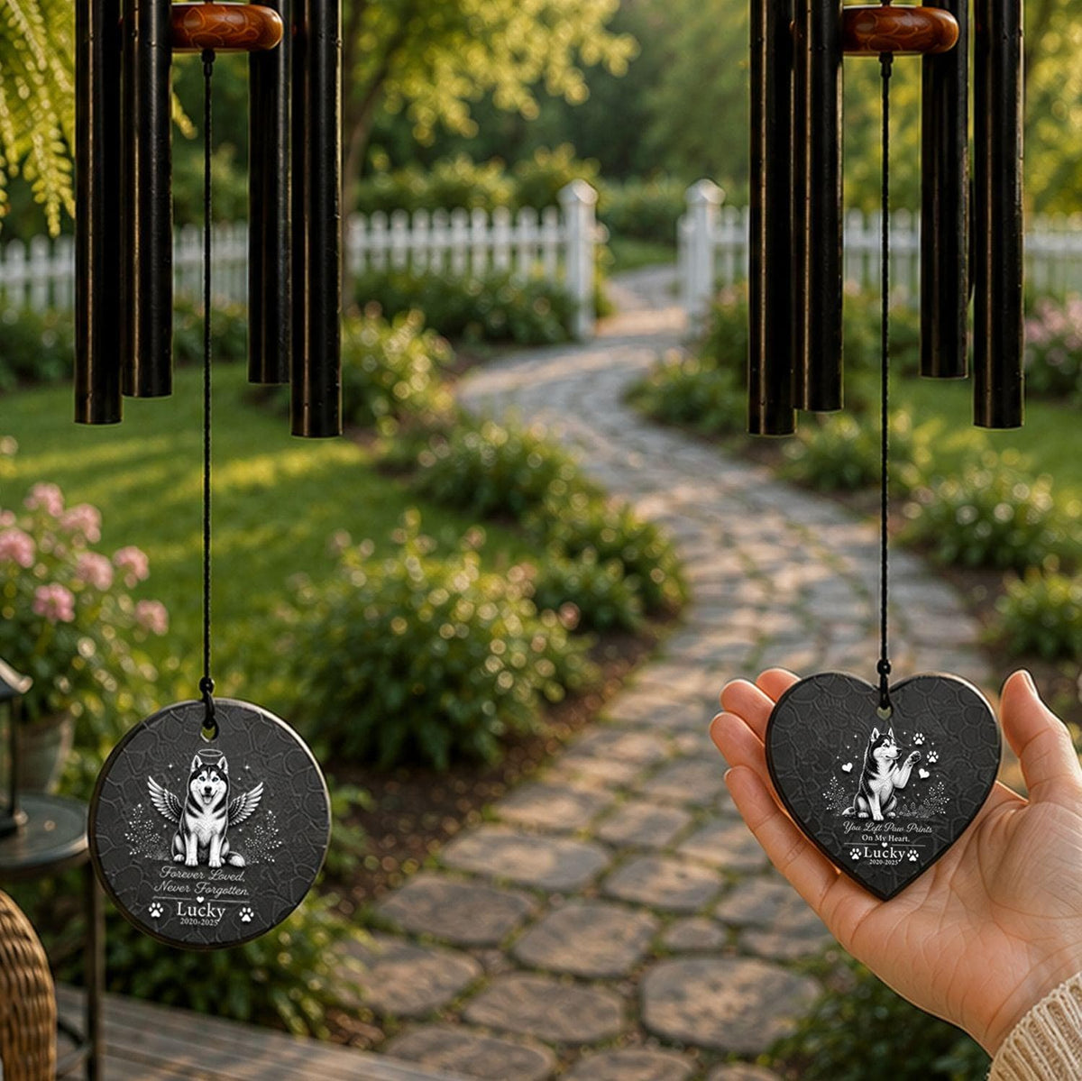 Husky Memorial Wind Chime, Personalized Dog Loss Gift