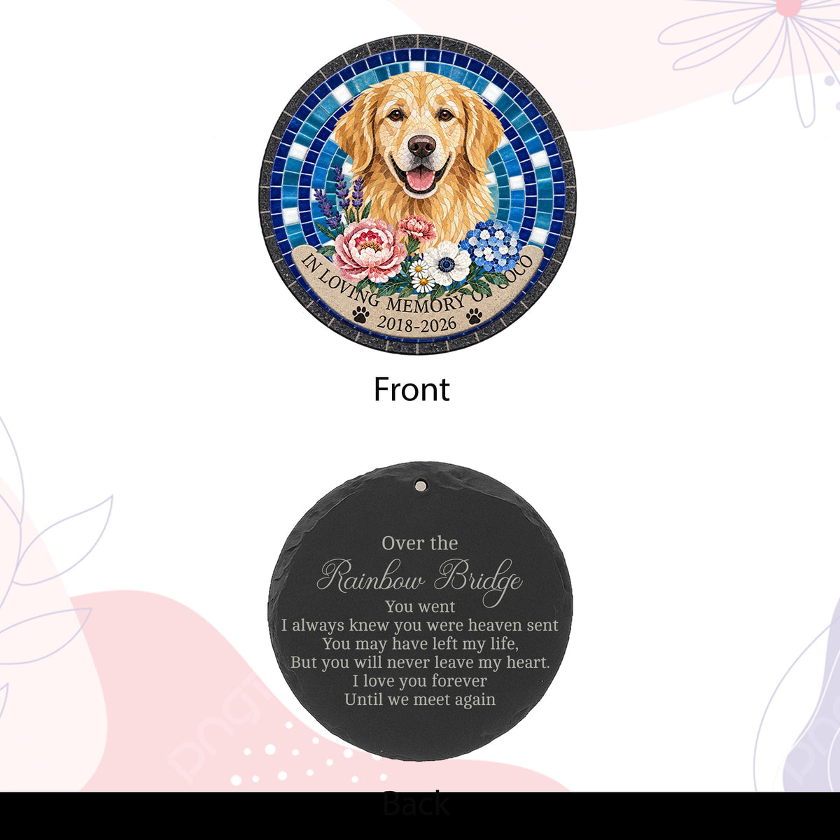 Personalized Cocker Spaniel Mosaic Stone Memorial Wind Chime - 8