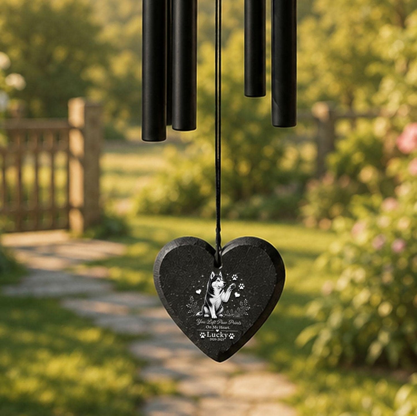 Husky Memorial Wind Chime, Personalized Dog Loss Gift