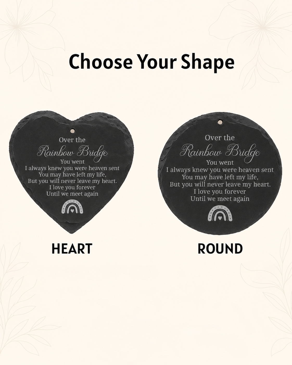 Pet memorial wind chime — Heart and Round slate shapes, portrait 4:5
