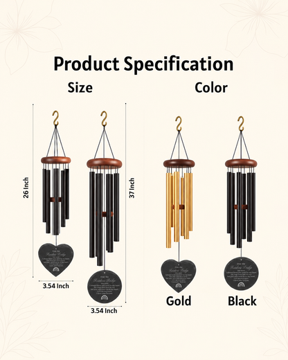 Pet memorial wind chime — 26 inch and 37 inch sizes, Gold and Black colors, portrait 4:5
