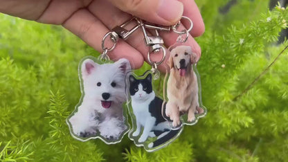 Custom Engraved Pet Portrait Keychain,Personalized Dog and Cat Image Memorial Tag,Stainless Steel Sketch Keyring,Unique Gift for Pet Lovers
