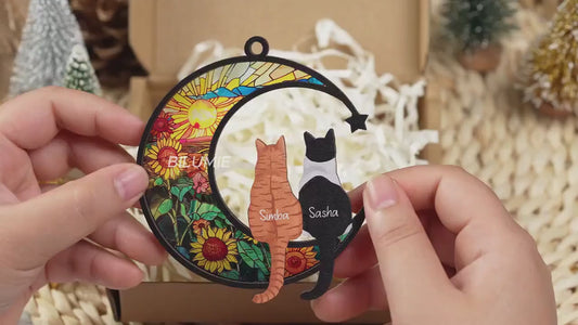 Personalized Loss Of Cats Suncatcher, Cat Memorial Suncatcher, Loss of Cats Sympathy Gift, Cat Loss Gift, Cat Remembrance Gift