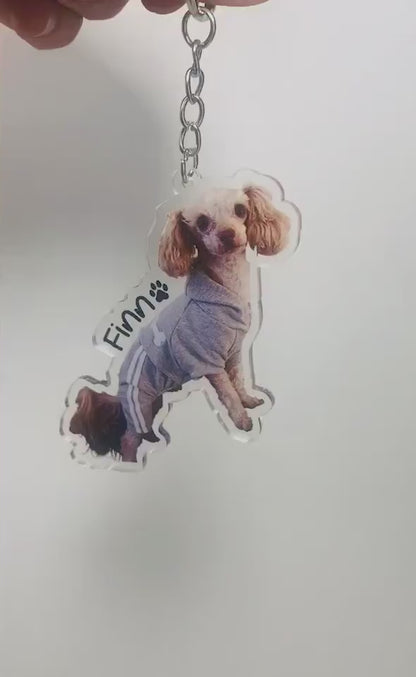 Custom Pet Keychain, Pet Portrait Keychain, Personalized Pet Photo Keychain, Dog Keychain, Cat Memorial Gift, Holiday Gift for Pet Lovers