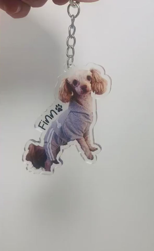 Custom Pet Keychain, Pet Portrait Keychain, Personalized Pet Photo Keychain, Dog Keychain, Cat Memorial Gift, Holiday Gift for Pet Lovers