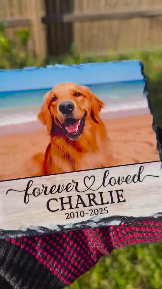 Personalized Pet Memorial Photo Slate Stone: Cat Loss Gift