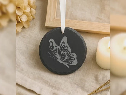 Engraved Pet Memorial Stone Photo Ornament, Personalized Dog or Cat Christmas Ornament, Custom Pet Loss Gift, Remembrance Keepsake for Tree