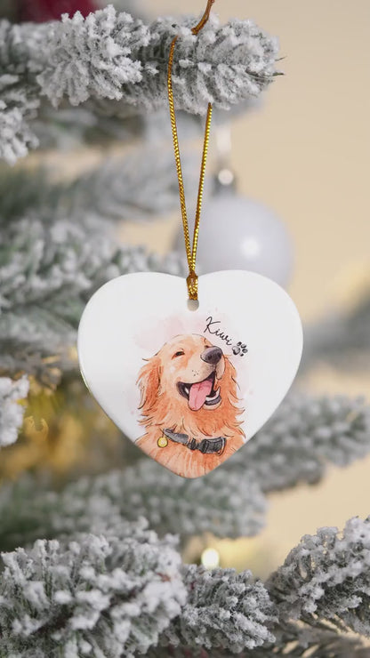 Personalized Watercolor Photo Pet Ornament, Custom Pet Portrait Keepsake, Dog Lover Gift, Cat Mom Gift, Memorial Dog Gift, Loss of Pet