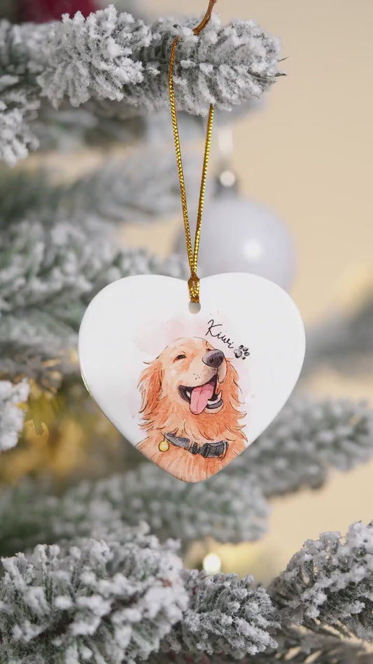 Personalized Watercolor Photo Pet Ornament, Custom Pet Portrait Keepsake, Dog Lover Gift, Cat Mom Gift, Memorial Dog Gift, Loss of Pet