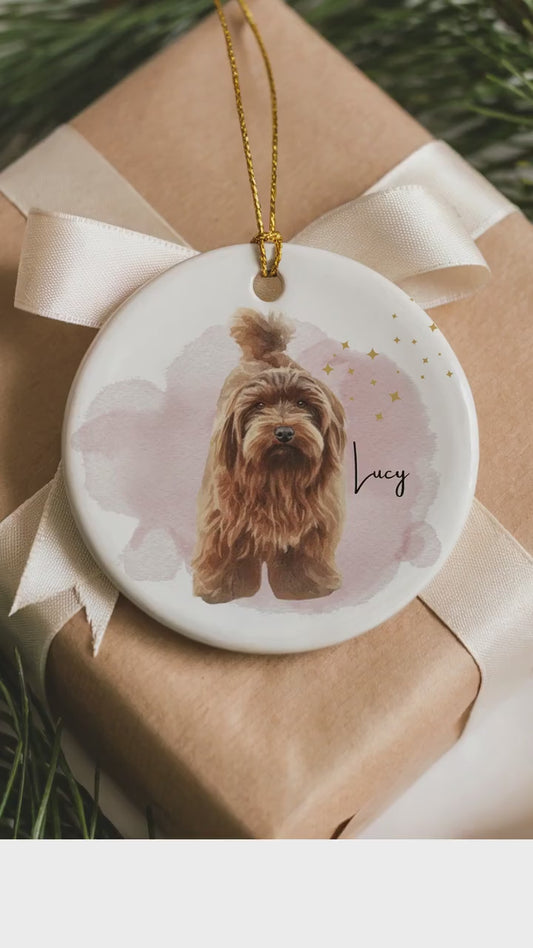 Custom Pet Portrait Ornament Watercolor Dog or Cat Ceramic Ornament Personalized Christmas Gift Personalized Pet Memorial Keepsake Cat Gift