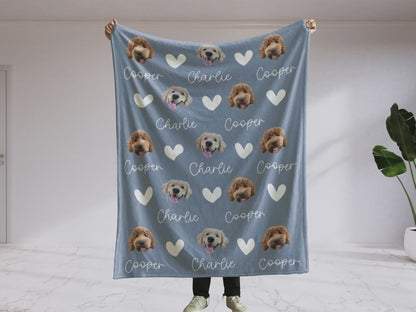 Custom Pet Photo Blanket With Name, Personalized Dog Cat Blanket, Pet Memorial Gift, Dog Dad Gift, Custom Picture Blanket For Pet Lovers