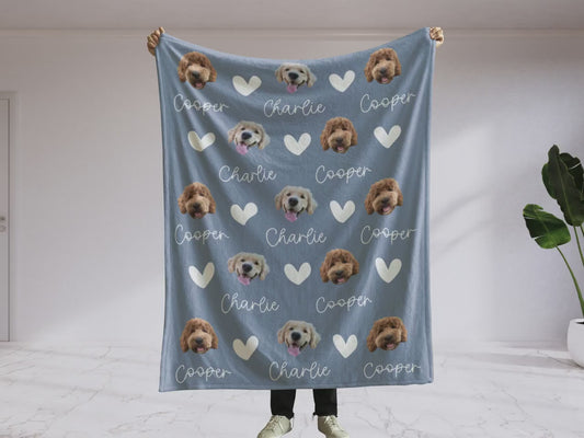 Custom Pet Photo Blanket With Name, Personalized Dog Cat Blanket, Pet Memorial Gift, Dog Dad Gift, Custom Picture Blanket For Pet Lovers