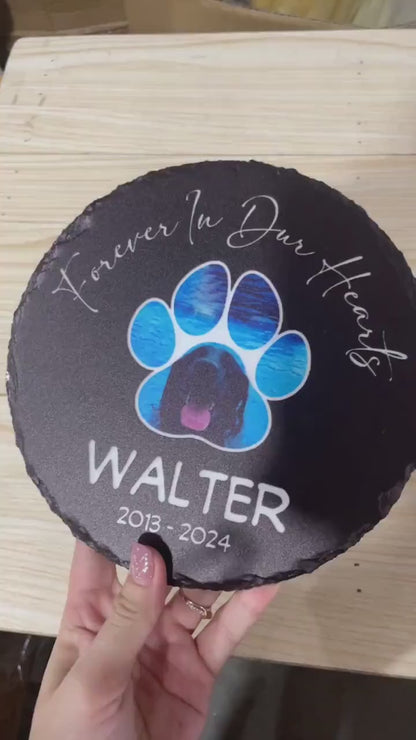 Personalized Pet Memorial Stone – Custom Dog, Cat, or Pet Headstone, Laser Engraved Slate Plaque for Garden or Grave, Custom Keepsake Gift