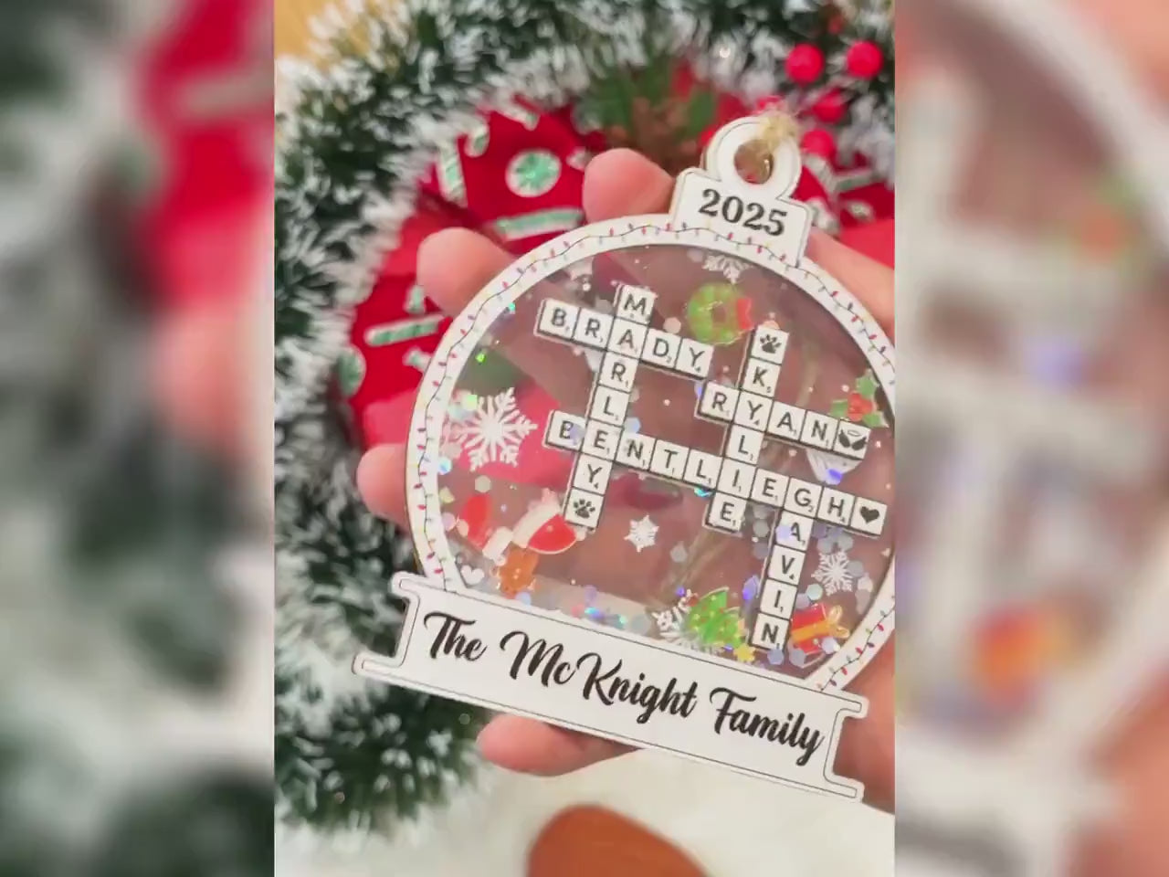 Custom Family Crossword Christmas Ornament — video giới thiệu