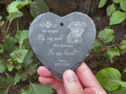 Custom Engraved Pet Loss Memorial Stone, Personalized Garden Hanging Plaque, Outdoor Tribute for Dog or Cat, Remembrance Gift for Owners
