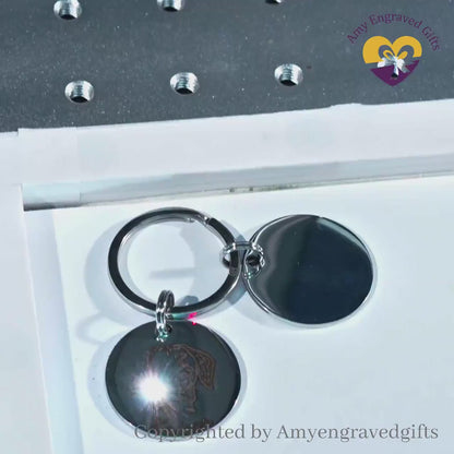 Custom Engraved Pet Portrait Keychain,Personalized Dog and Cat Image Memorial Tag,Stainless Steel Sketch Keyring,Unique Gift for Pet Lovers