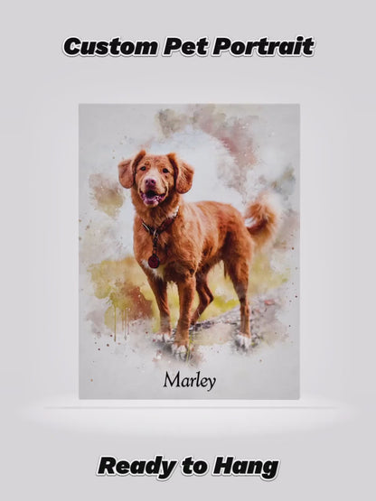 Dog Custom Portrait from Photo, Pet Wall Art Poster or Canvas