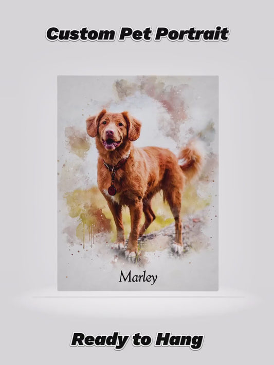 Dog Custom Portrait from Photo, Pet Wall Art Poster or Canvas