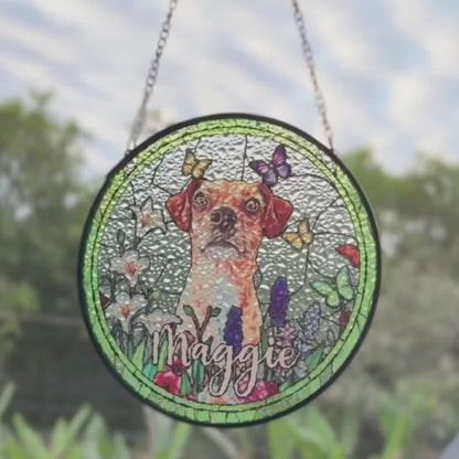 Custom Dog Photo Suncatcher – Personalized Memorial Ornament