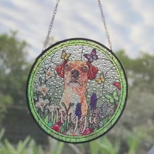 Custom Dog Photo Suncatcher – Personalized Memorial Ornament