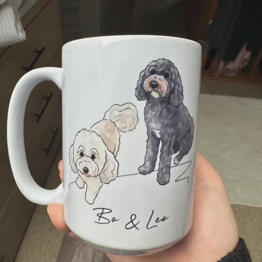 Custom Pet Portrait Mug, Personalized Watercolor Dog Cat Coffee Mug, Dog Mom Mug, Pet Lover Gift