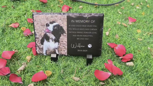 Personalized Pet Photo Memorial Garden Stone, Tribute Rock Slate