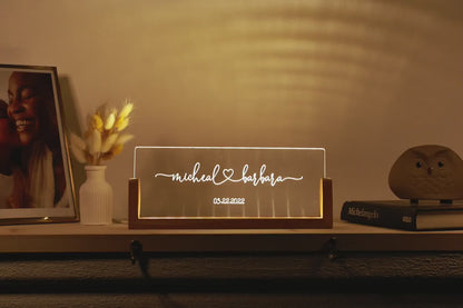 Personalized Pet Picture Acrylic Wooden Night Light - Custom Engraved LED Photo Light Frame Memorial - In Memory Of Cat Dog Keepsake Gift