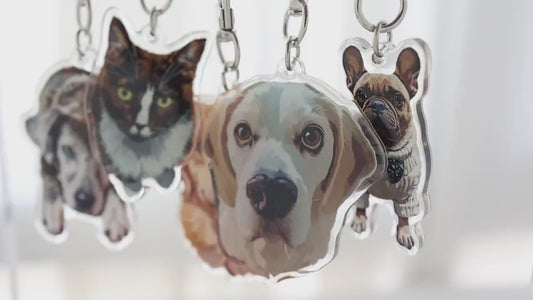 Pet Portrait Keychain, Custom Cat Keychain, Personalized Dog Photo Keychain, Pet Memorial Gift, Gift for Pet Lovers, Custom Dog Bag Charm