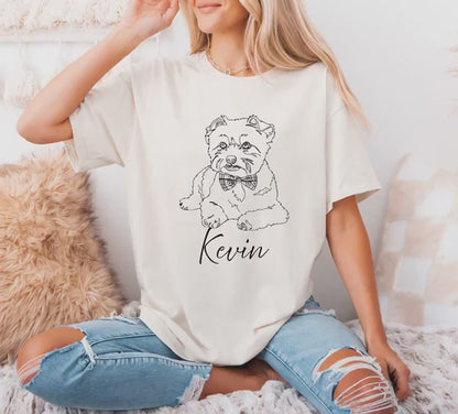 Custom Pet T Shirt with Pet Photo + Name | Personalized Pet Portrait Shirt | Custom Dog Cat Graphic Tee | Custom Pet Art Shirt
