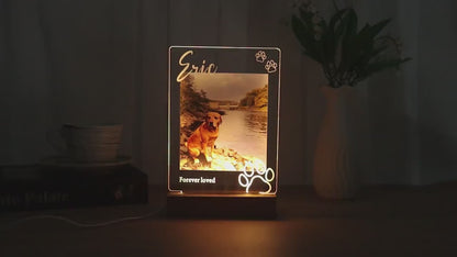 Pet Memorial Plaque,Pet LED Night Light,Custom Photo Pet Lover Night Light,Dog Keepsake Sign,Pet Loss Light Up Sign,Loss of Dog Cat,Pet Lamp