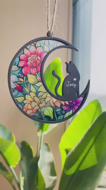 Personalized Cat Loss Sympathy Gift, Pet Memorial Suncatcher, Cat Memorial Gift, Loss of Cat Gift, Cat Remembrance Gift, Window Hanging